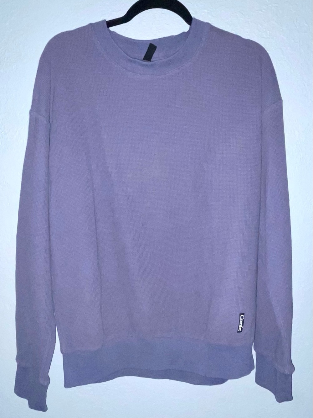 Comfrt stone blue waffle SET - Cozy Crewneck Top & Drawstring Pants - Picture 2 of 6